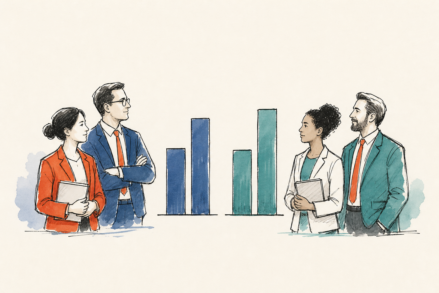 Ilustración que compara datos de directores de escuelas estatales y privadas
